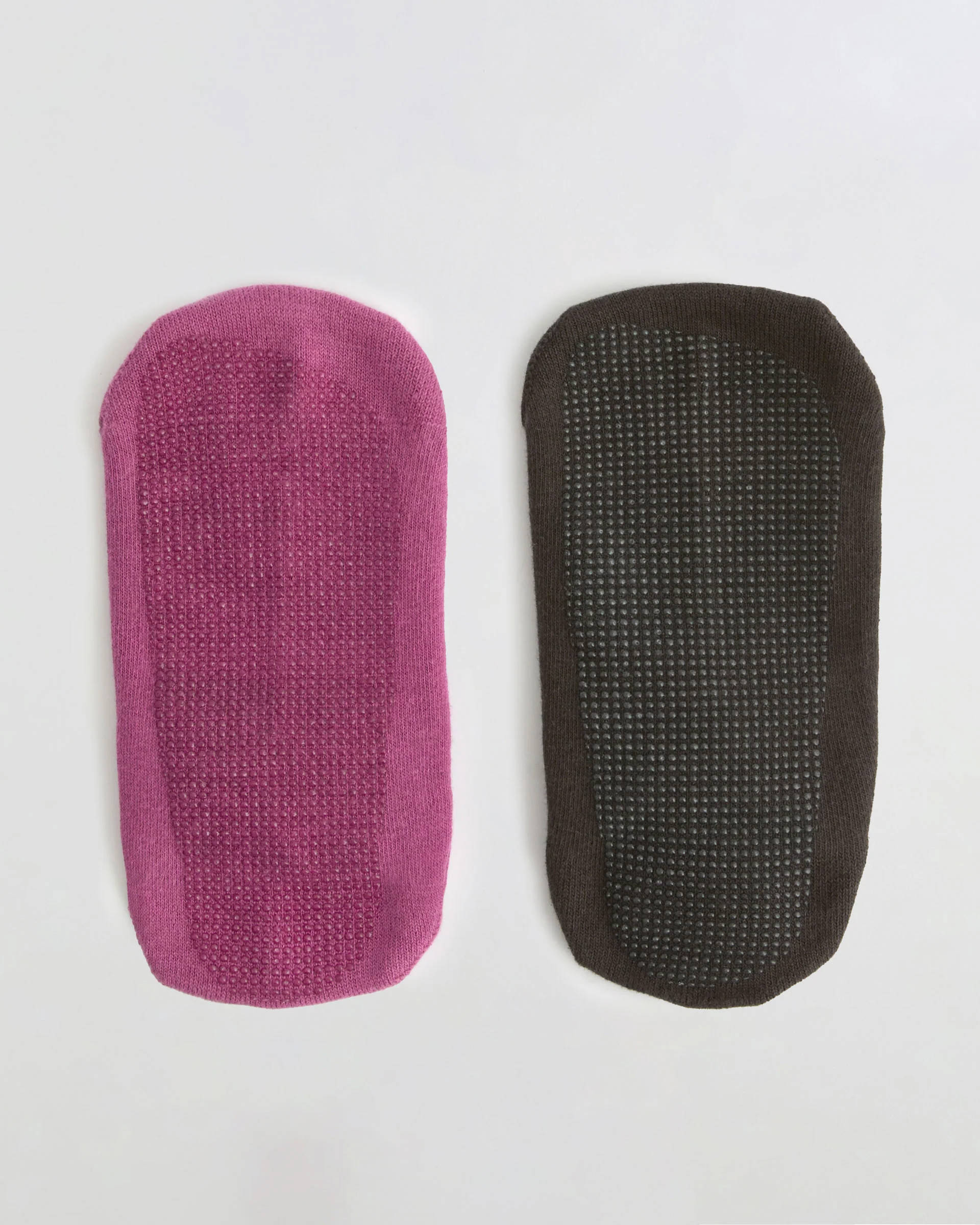 2 Pack Pilates Grip Socks - Coffee Bean/Deep Pink - Image 2