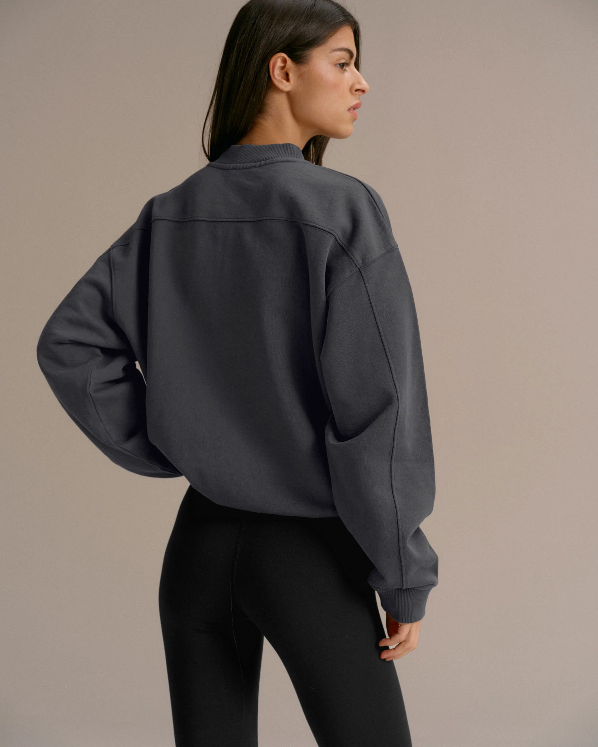 Classics Distressed Full Zip Sweatshirt - Charcoal Grey/Blush Pink - Image 2