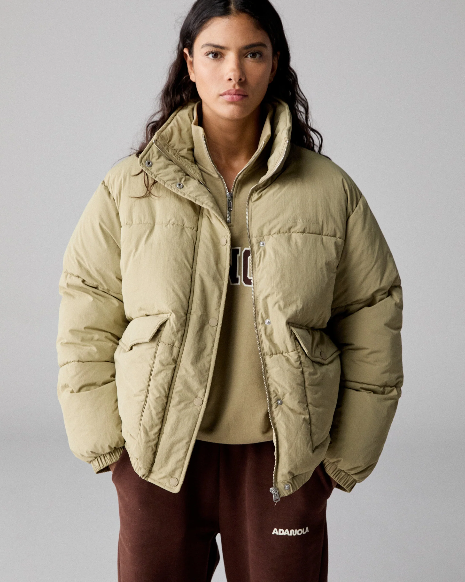 Funnel Neck Puffer Jacket - Pistachio Green