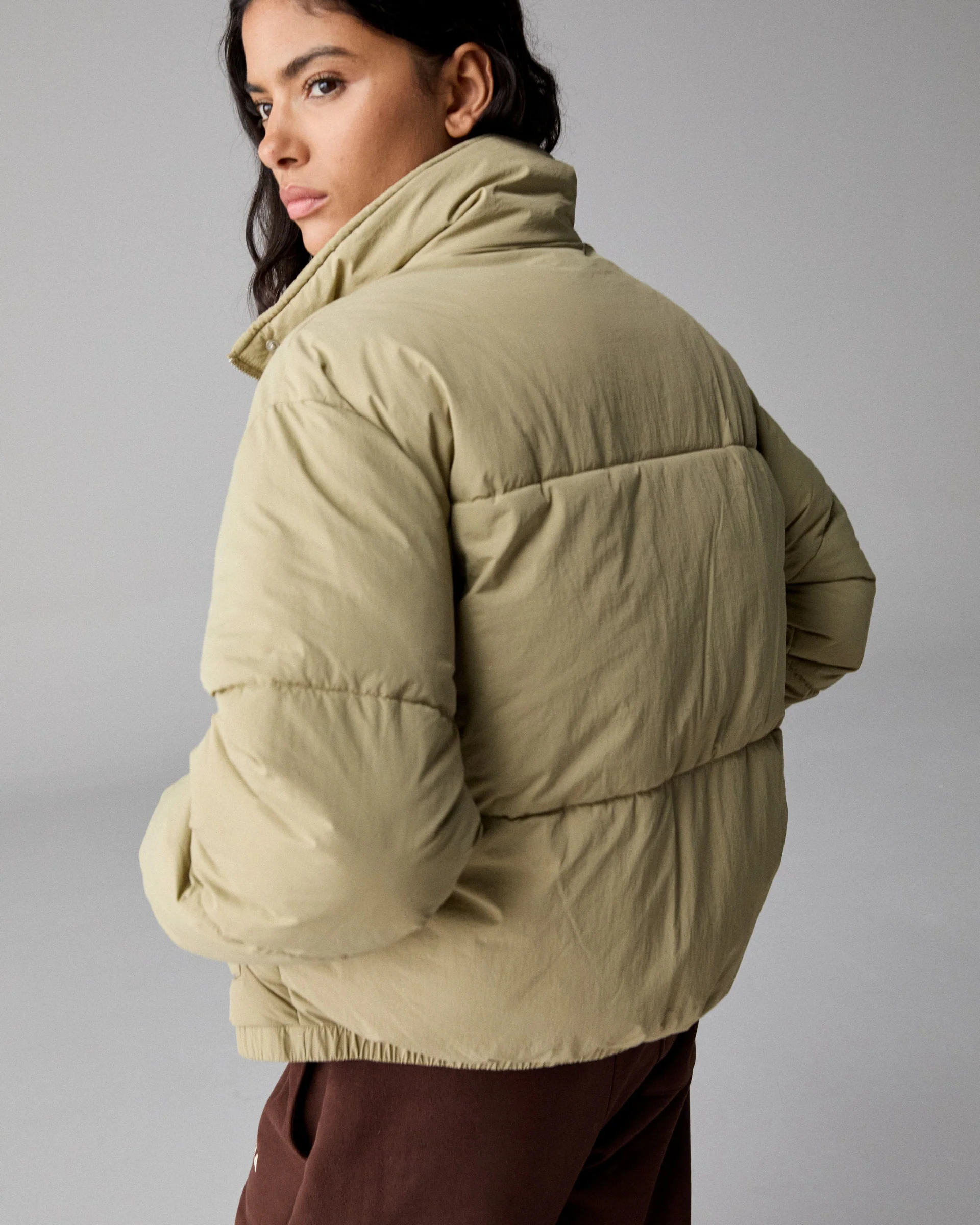Funnel Neck Puffer Jacket - Pistachio Green - Image 2