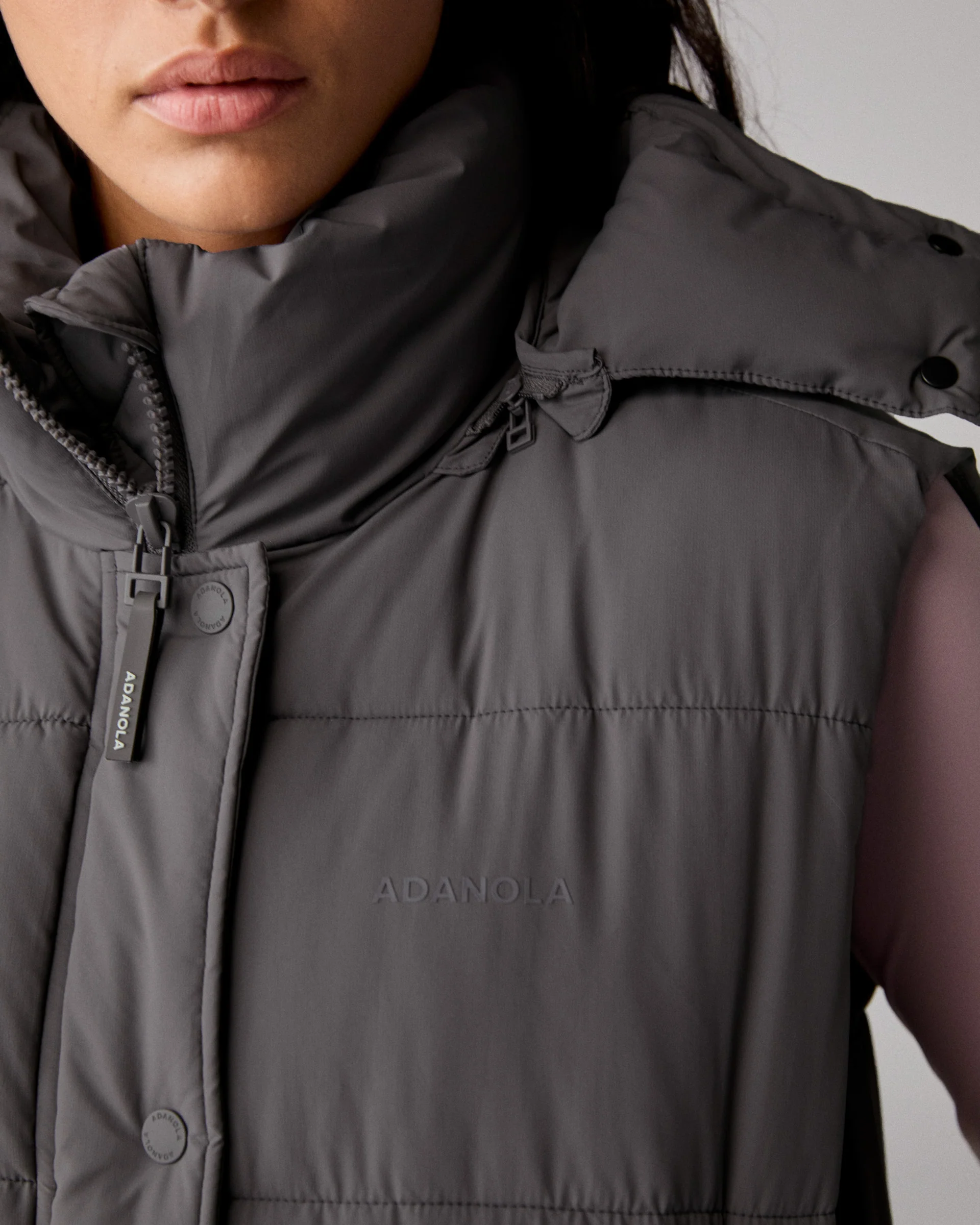 Hooded Puffer Gilet - Slate Grey - Image 2