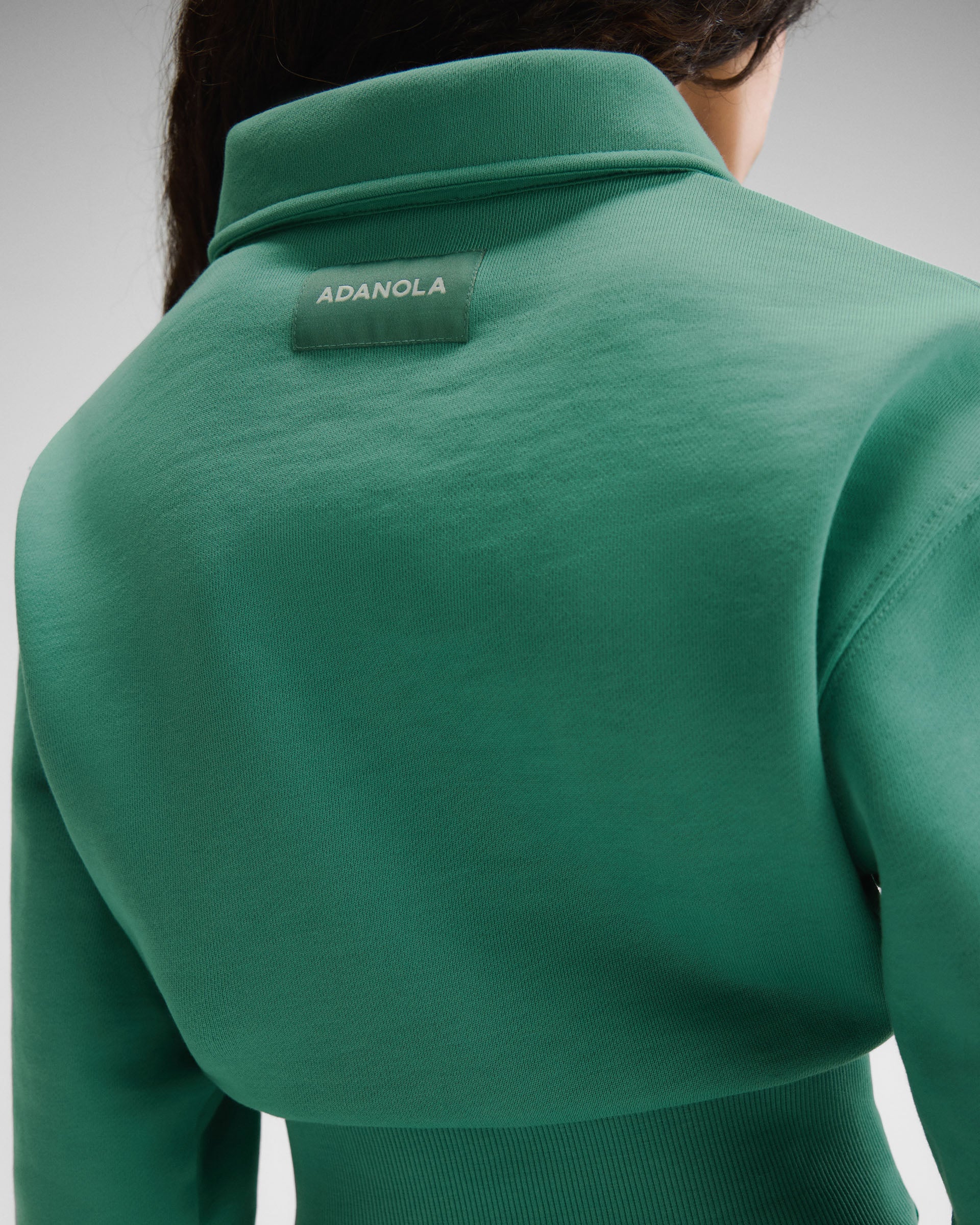Jersey Cinched Waist Polo Sweatshirt - Eucalyptus Green - Image 3