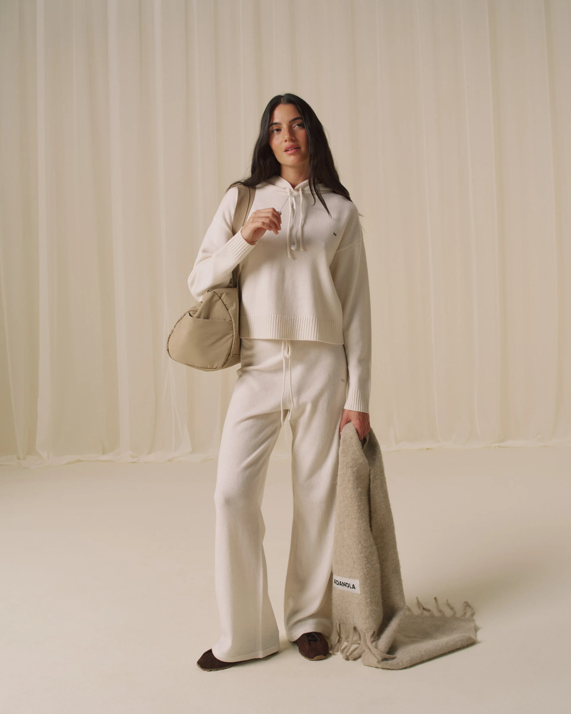 Lightweight Merino Wool Knit Trousers - Marshmallow White - Image 4