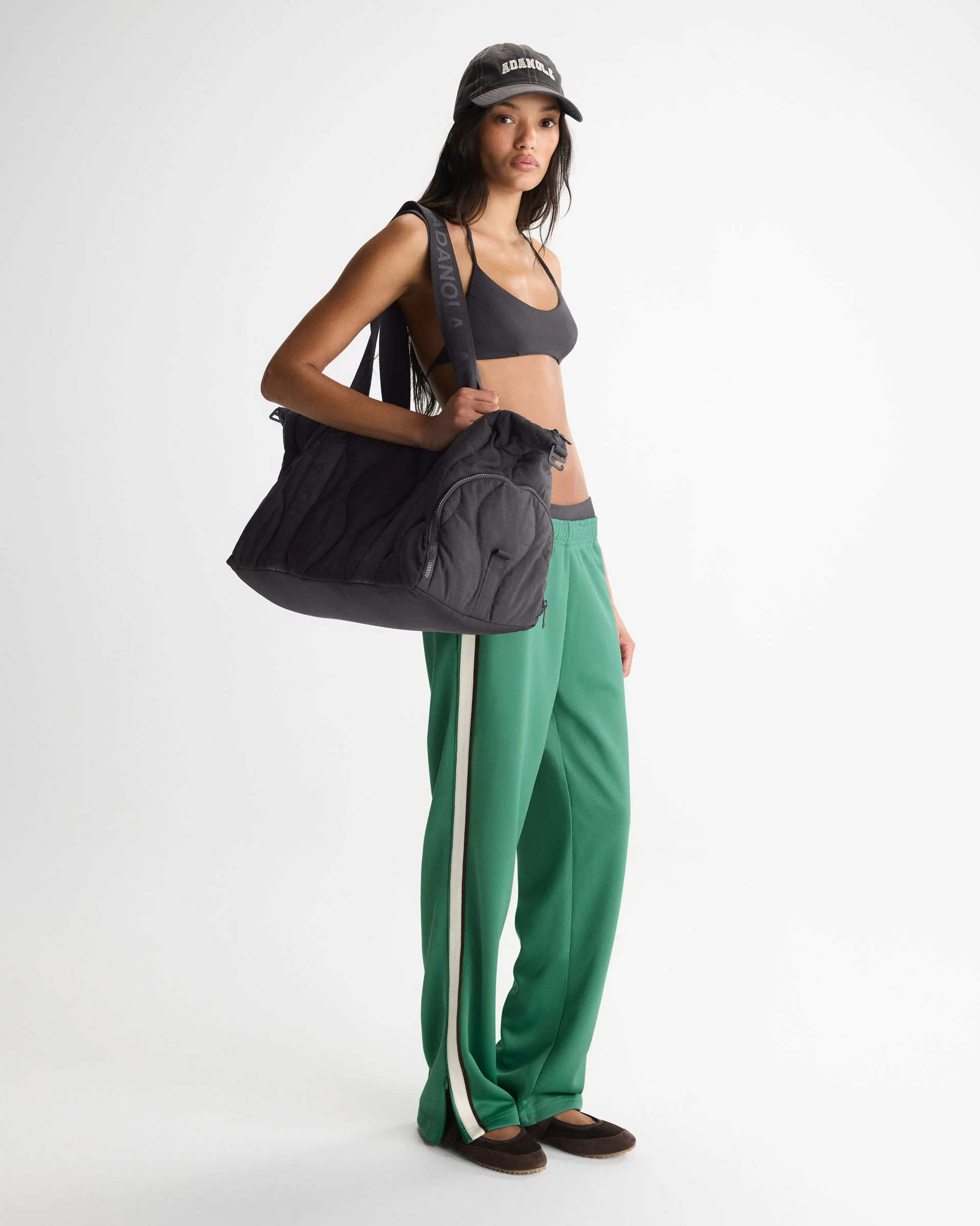 Quilted Nylon Duffle Bag - Coffee Bean - Image 7