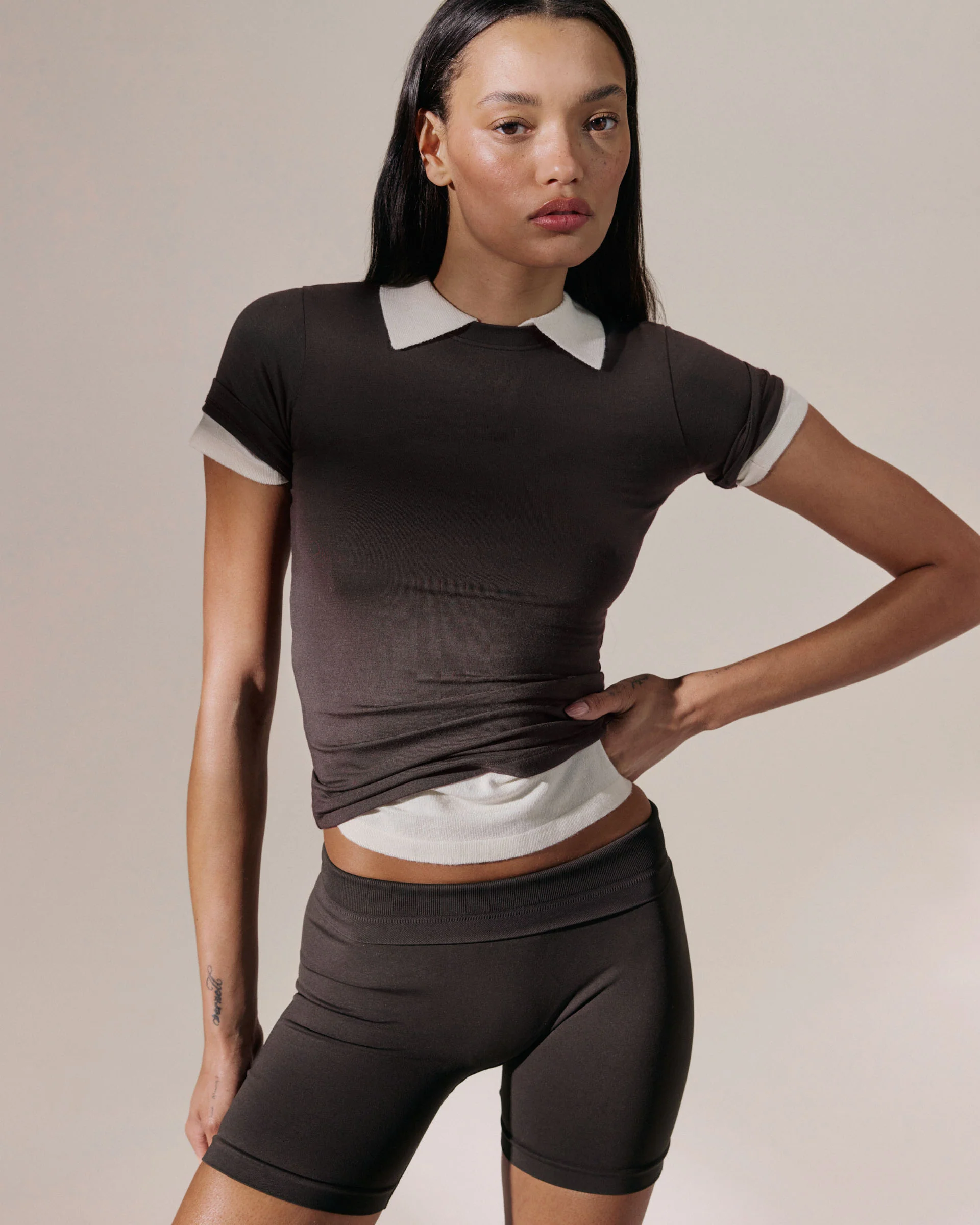 Soft Modal Short Sleeve Top - Coffee Bean - Image 4
