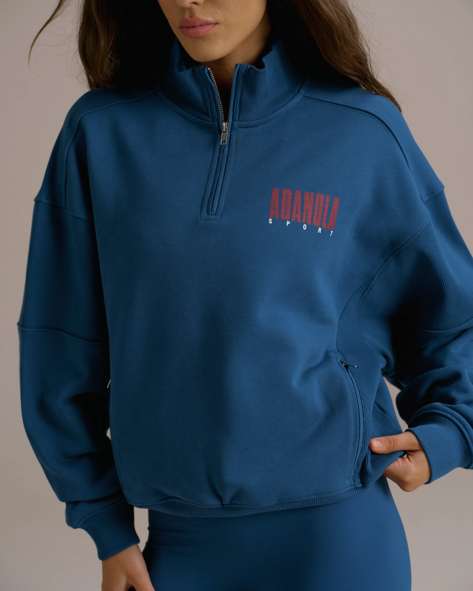 Sport Horizon Relaxed Funnel Neck Zip Sweatshirt - College Blue - Image 3