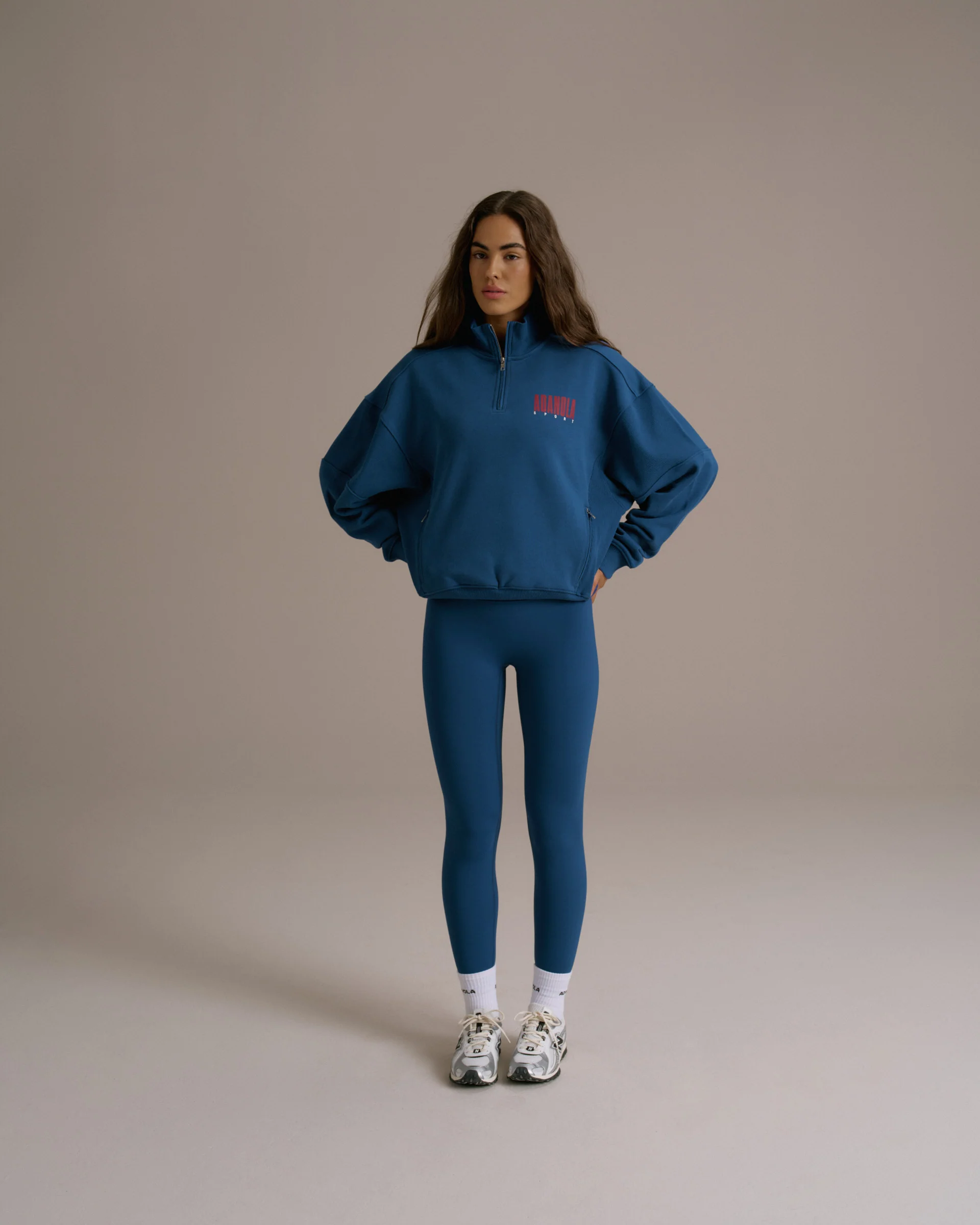 Sport Horizon Relaxed Funnel Neck Zip Sweatshirt - College Blue - Image 4