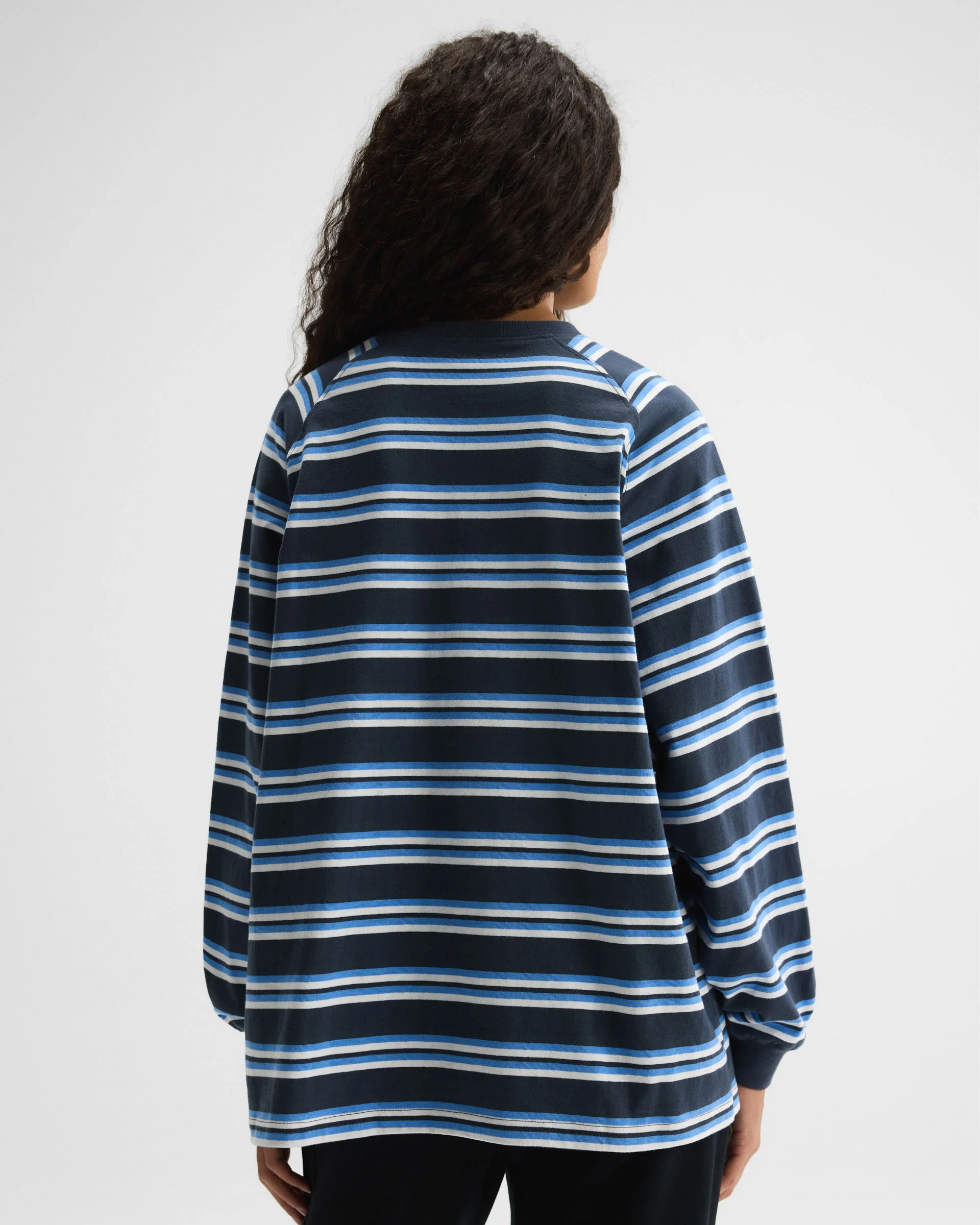 Stripe Long Sleeve T-shirt - Midnight Blue - Image 2