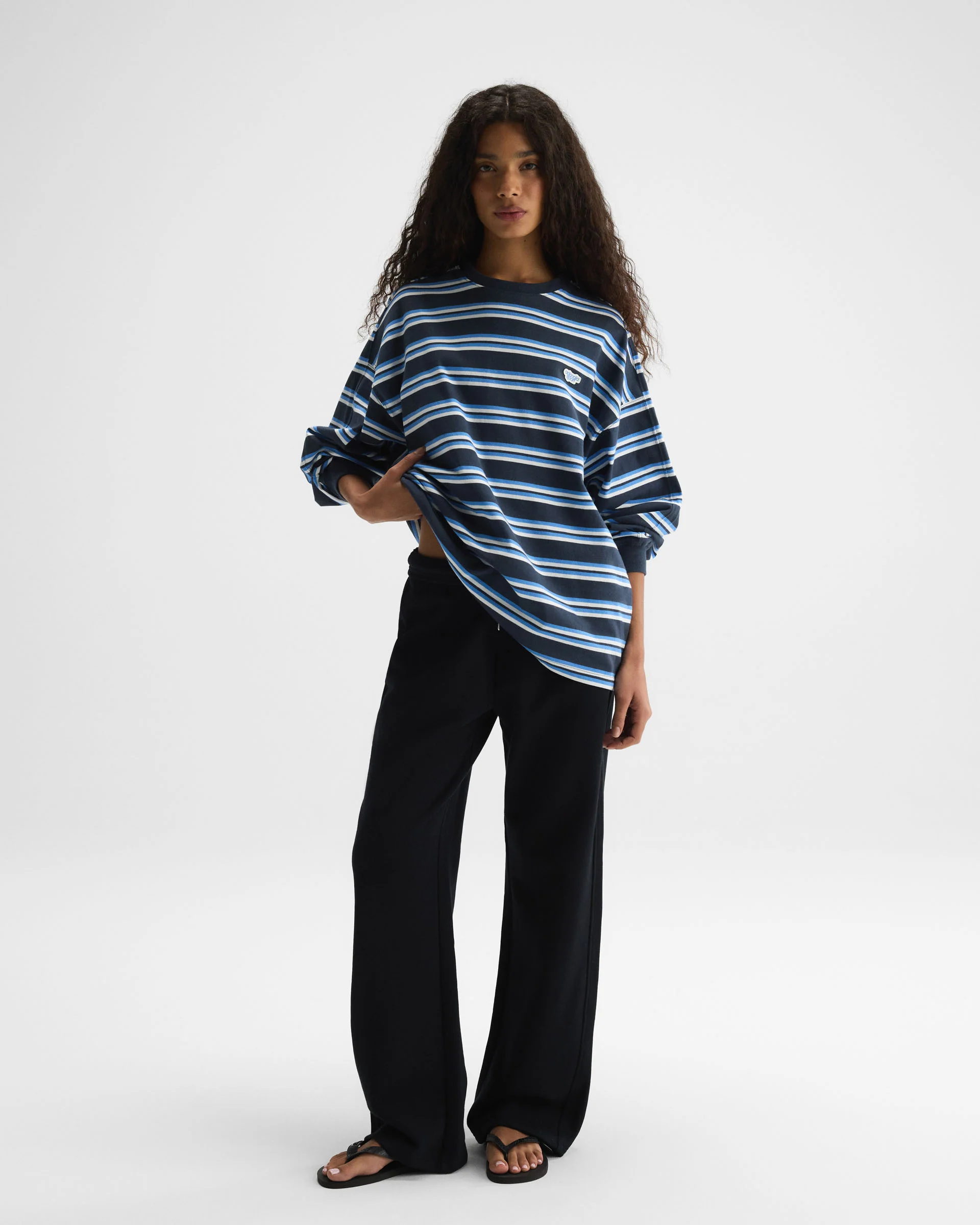 Stripe Long Sleeve T-shirt - Midnight Blue - Image 4