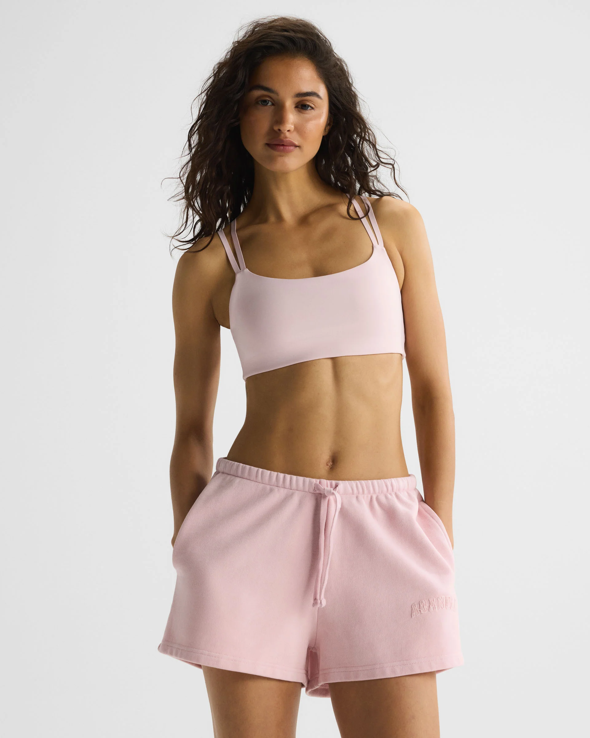 Varsity Applique Washed Sweat Shorts - Soft Pink - Image 5