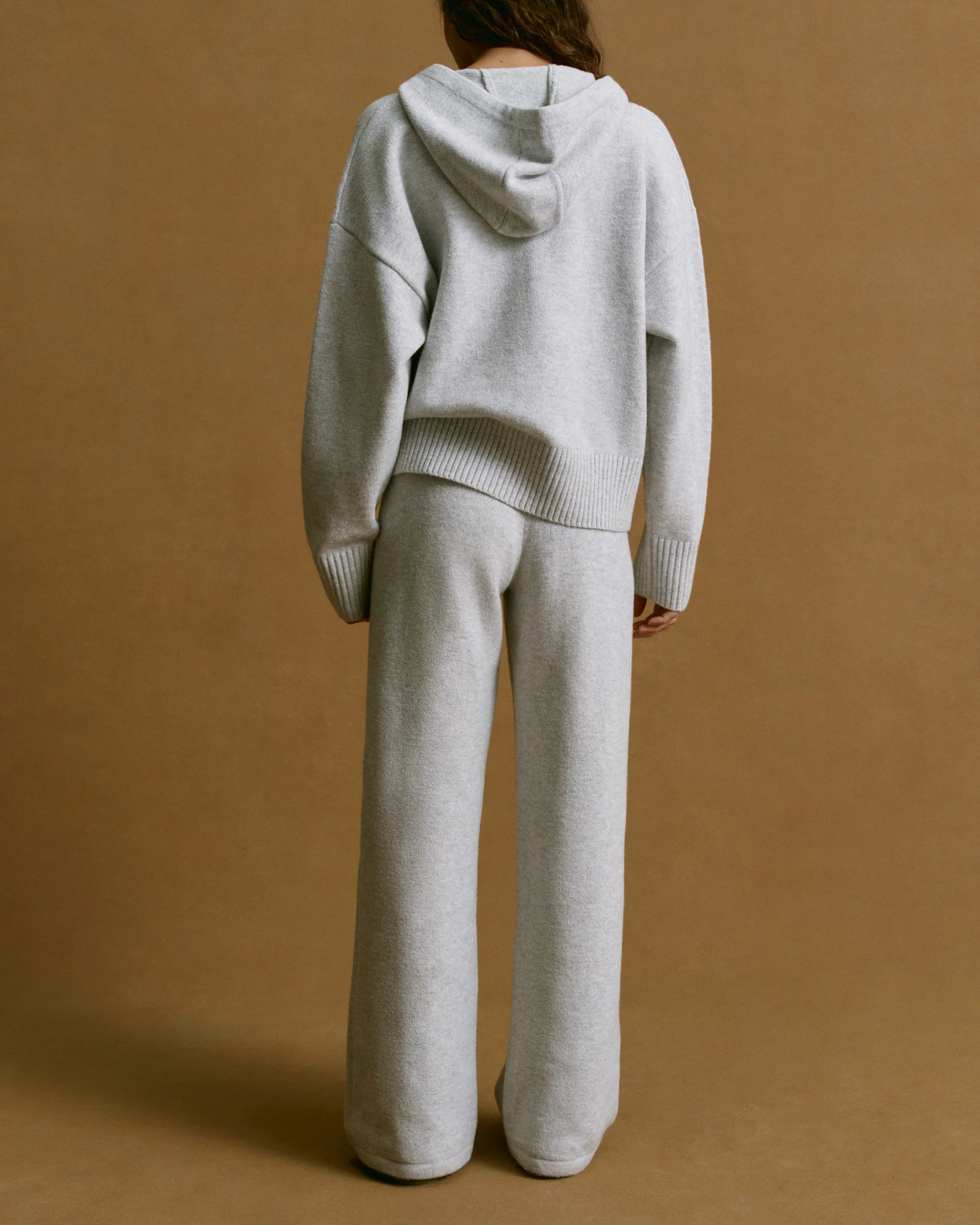 Varsity Knit Straight Leg Sweatpants - Light Grey Melange/Navy Blue - Image 2
