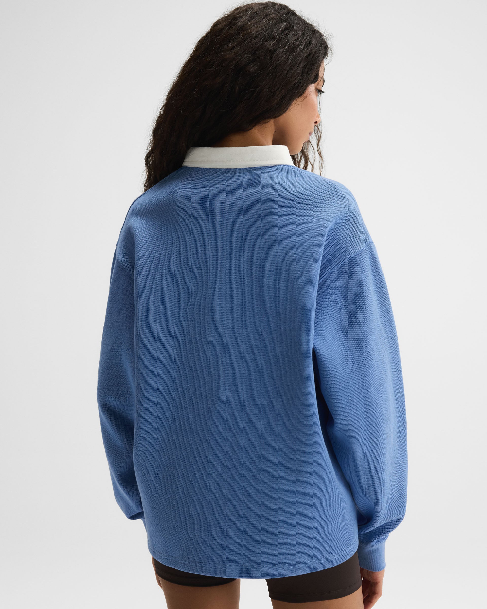 Varsity Oversized Rugby Top - Blossom Blue/Marshmallow White - Image 3