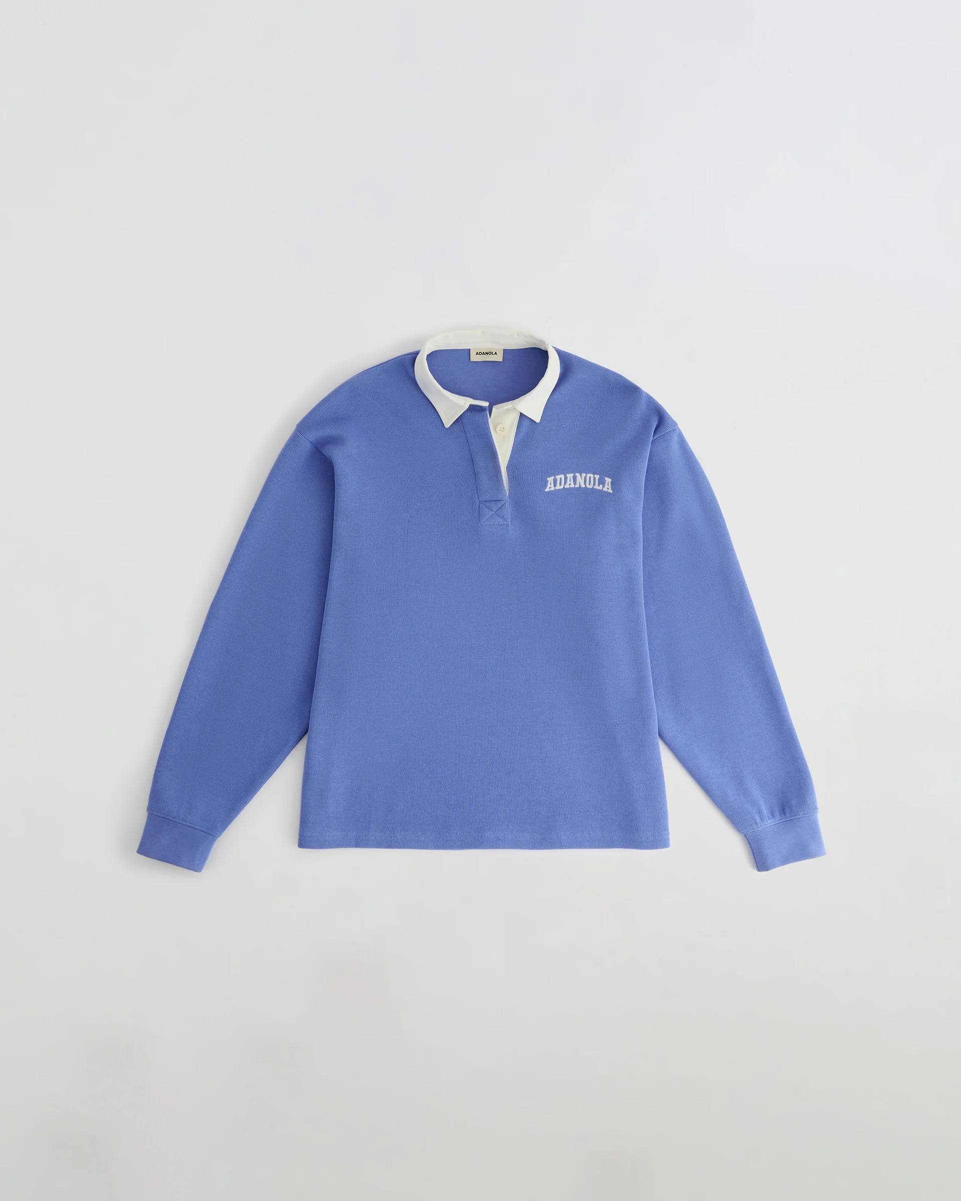 Varsity Oversized Rugby Top - Blossom Blue/Marshmallow White - Image 5
