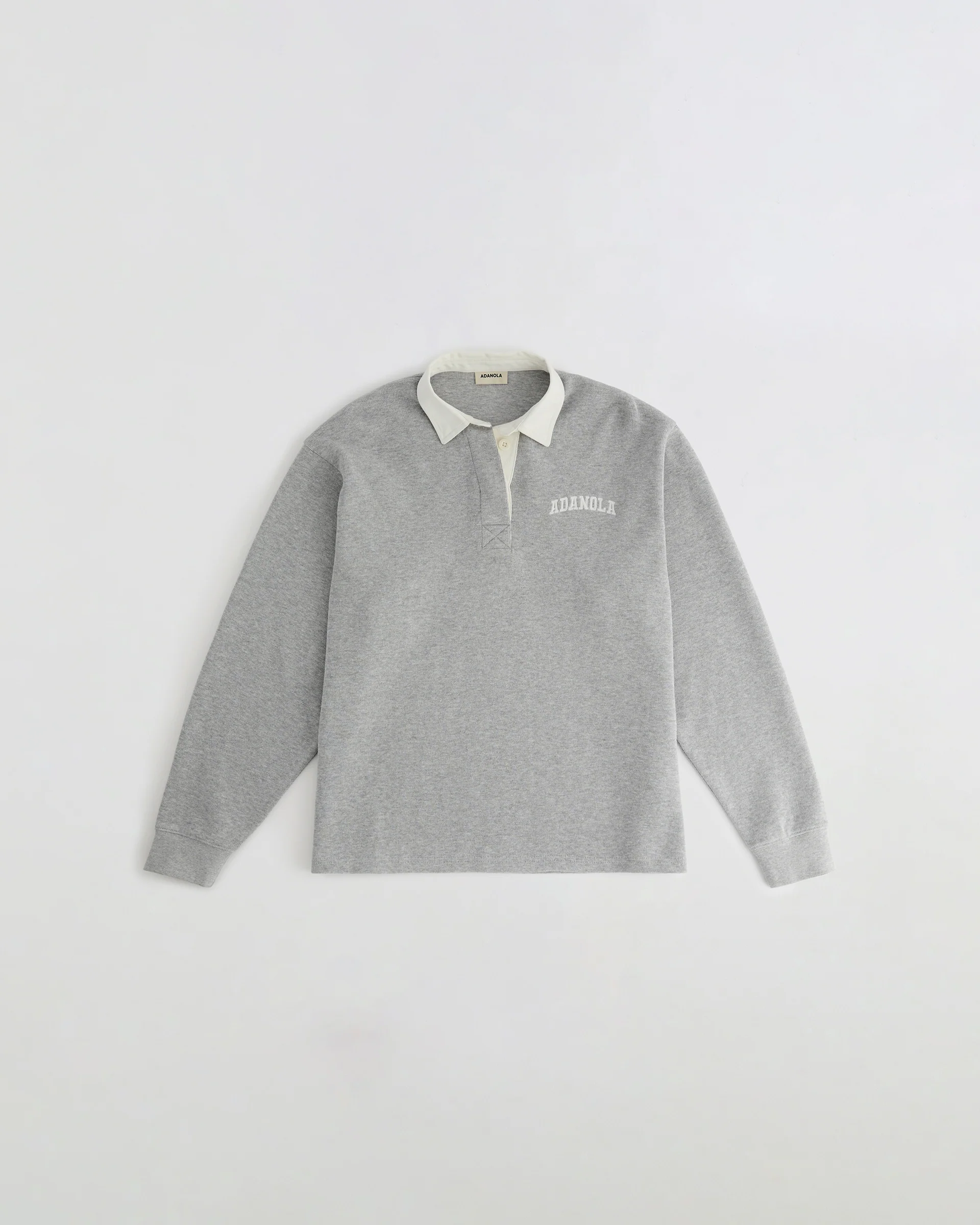 Varsity Oversized Rugby Top - Light Grey Melange/Marshmallow White - Image 7